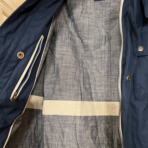 NWOT Men's Cole Haan Military Oxford Jacket w/ Hidden Hood Navy Blue Size MEDIUM - Picture 9 of 11